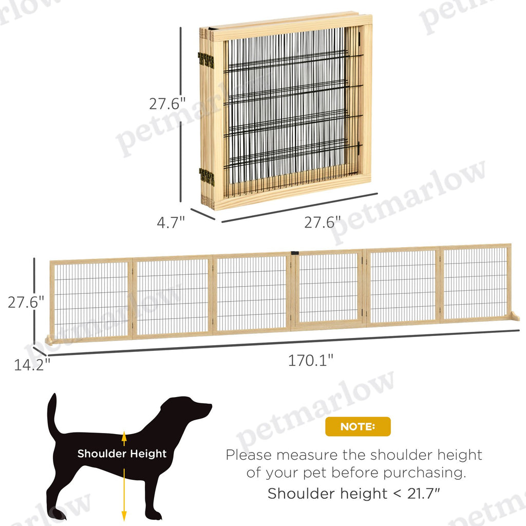 Wooden Pet Gate - 6-Panel Folding Safety Barrier – view 6