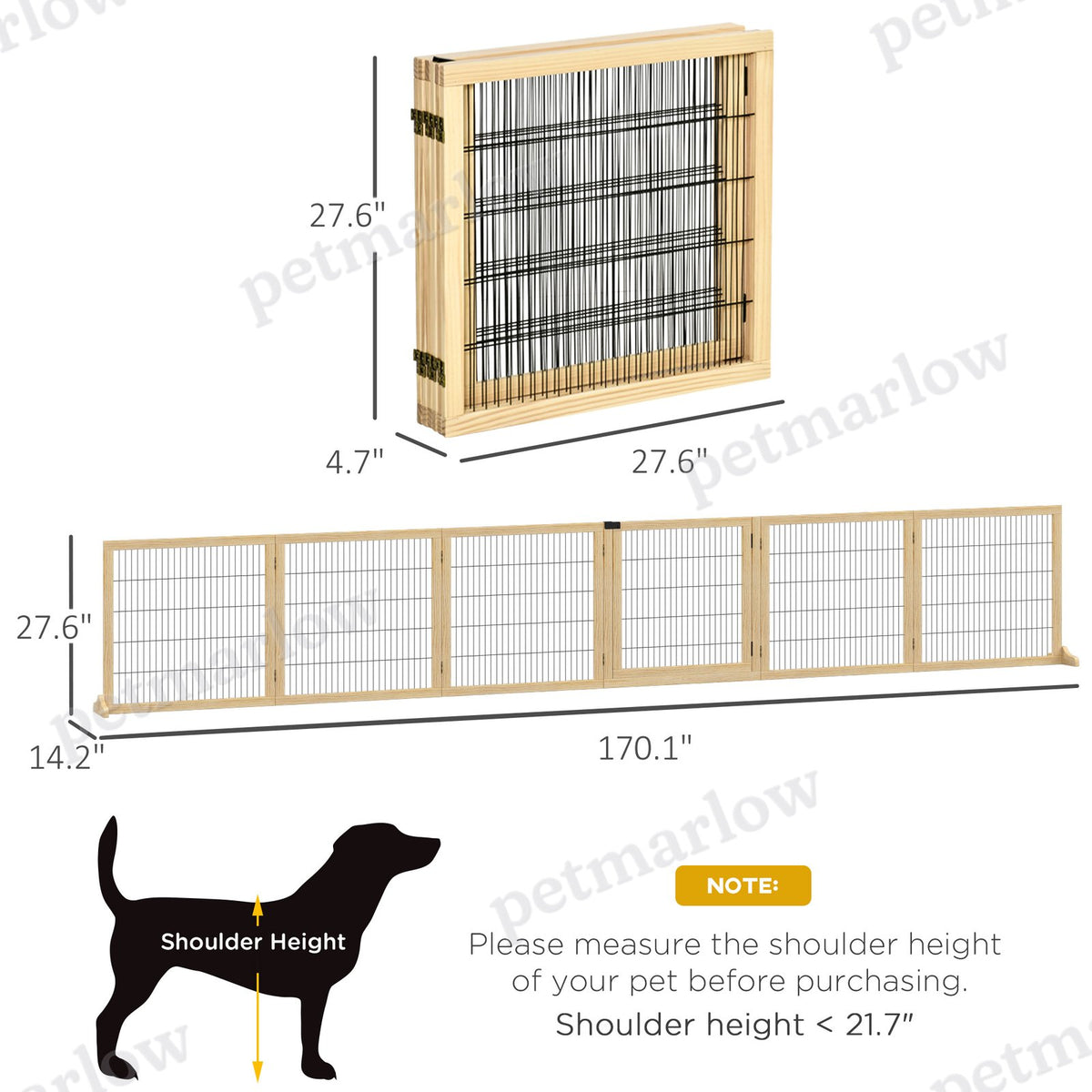 Wooden Pet Gate - 6-Panel Folding Safety Barrier – view 6