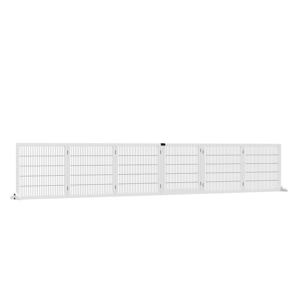 Wooden Pet Gate: 6-Panel Folding Safety Barrier for Dogs – White / 770x770x160 mm