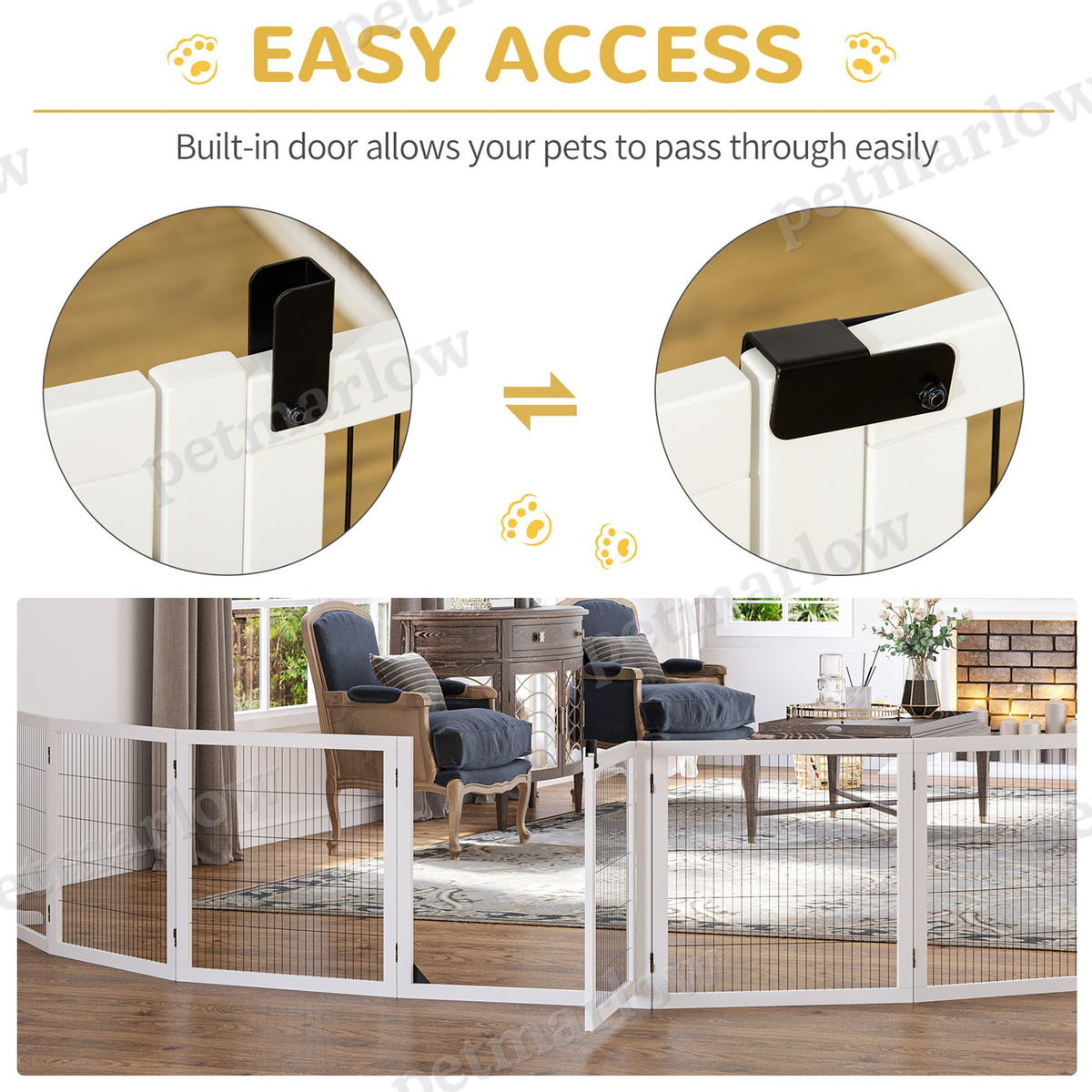 Wooden Pet Gate: 6-Panel Folding Safety Barrier for Dogs – view 3
