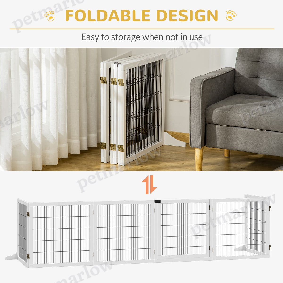 Wooden Pet Gate: 6-Panel Folding Safety Barrier for Dogs – view 5