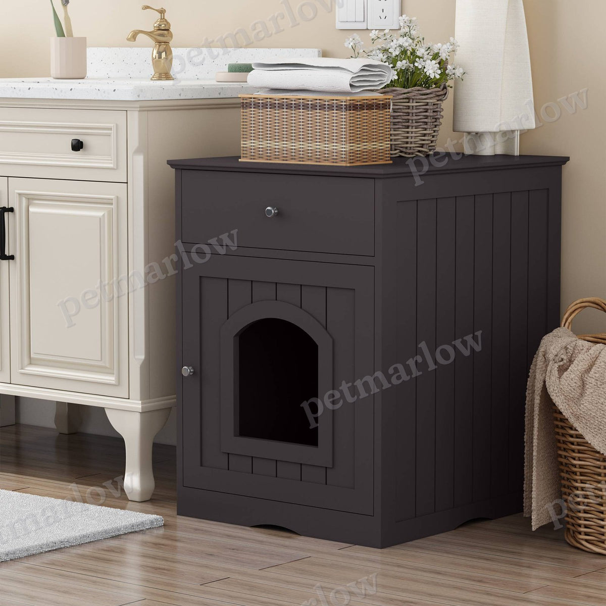 Wooden Pet House Cat Litter Box Enclosure – view 3
