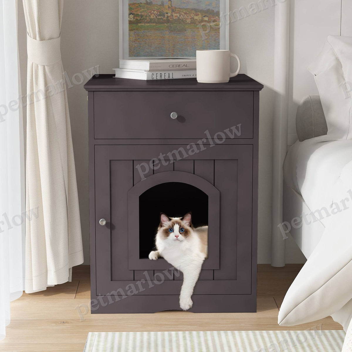 Wooden Pet House Cat Litter Box Enclosure – view 4
