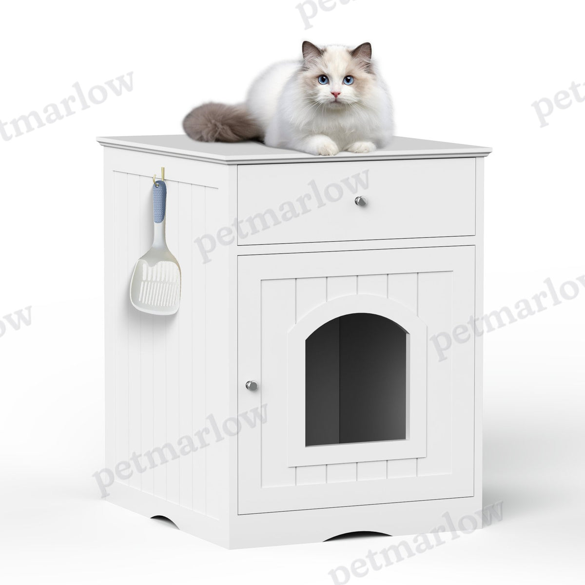 Wooden Pet House Litter Box Fence With Drawers – view 4