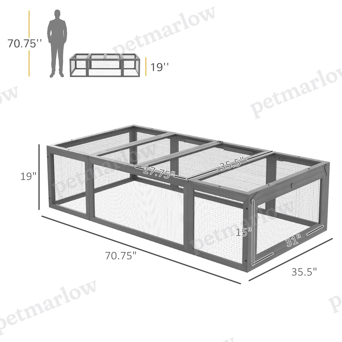 Wooden Rabbit Hutch for Small Animals with Lockable Doors – view 5