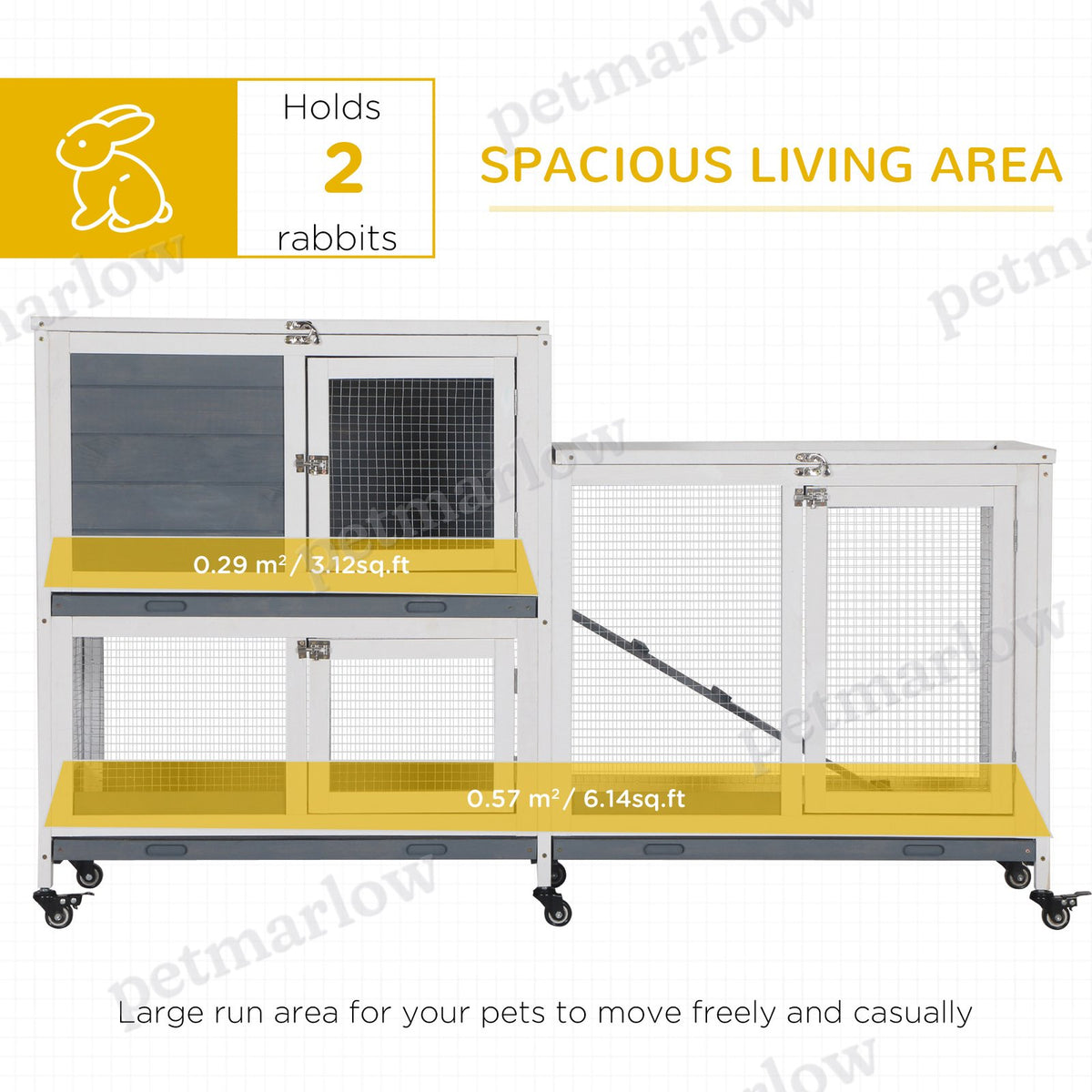 Wooden Rabbit Hutch for Small Animals with Lockable Doors – view 6