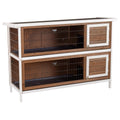 Wooden Rabbit Hutch with Dividers for Small Animals – Coffee Brown / 1470x570x220 mm