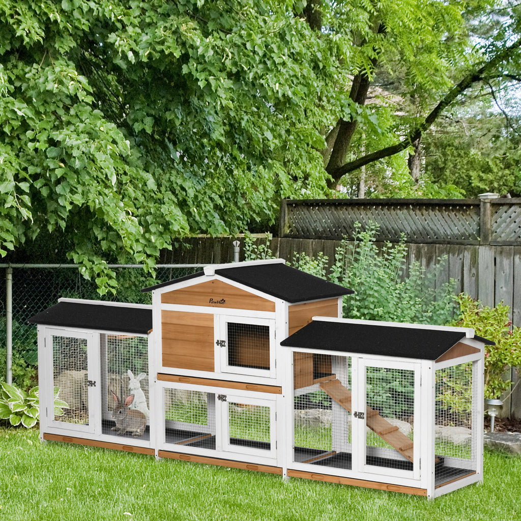 Wooden Rabbit Hutch with Double Side Run for Small Animals