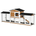 Wooden Rabbit Hutch with Double Side Run for Small Animals – White / 950x760x330 mm