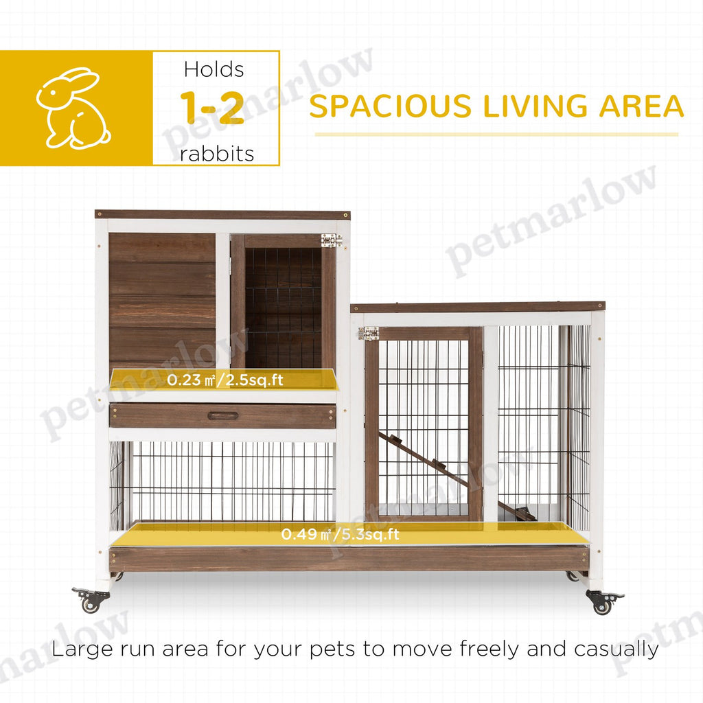 Wooden Rabbit Hutch with Enclosed Run and Wheels – view 4
