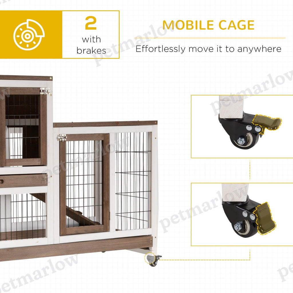 Wooden Rabbit Hutch with Enclosed Run and Wheels – view 5