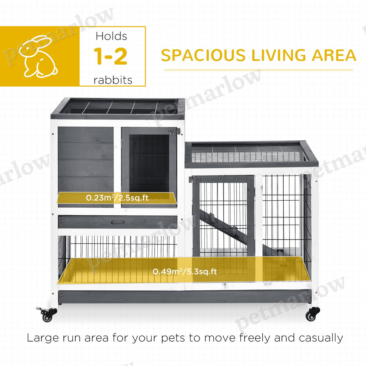 Wooden Rabbit Hutch with Enclosed Run and Wheels – view 5