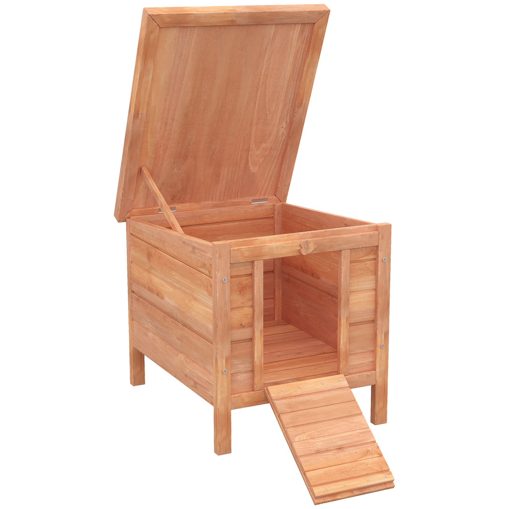 Wooden Rabbit Hutch with Openable Roof for Small Animals – Natural / 575x475x165 mm