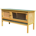 Wooden Rabbit Hutch with Openable Roof for Small Animals – Yellow / 1220x485x160 mm