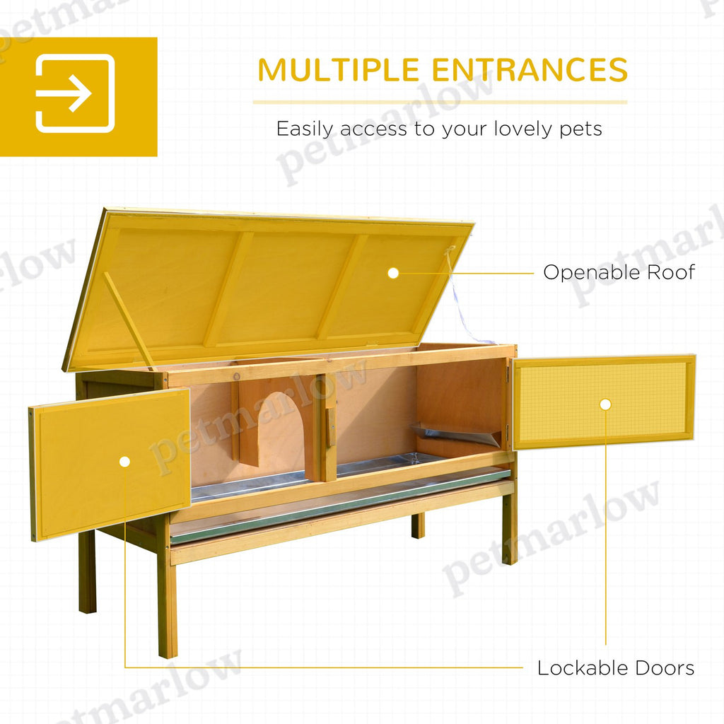 Wooden Rabbit Hutch with Openable Roof for Small Animals – view 3