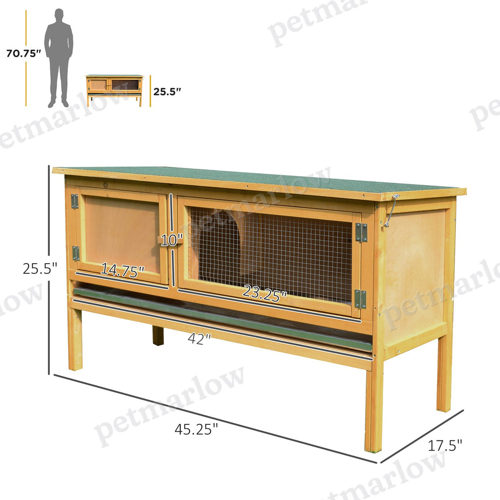 Wooden Rabbit Hutch with Openable Roof for Small Animals – view 6