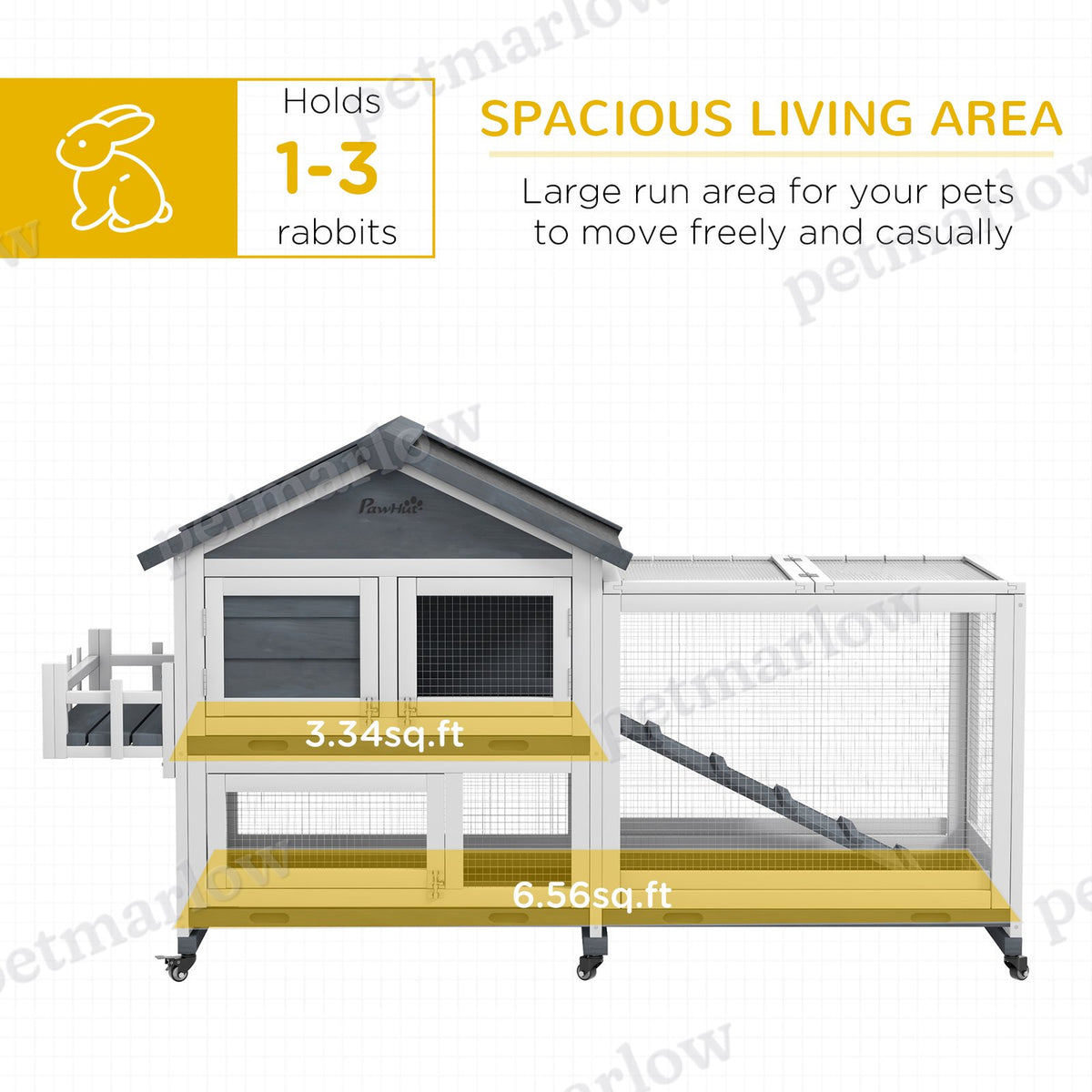 Wooden Rabbit Hutch with Openable Roof & Storage Box – view 5