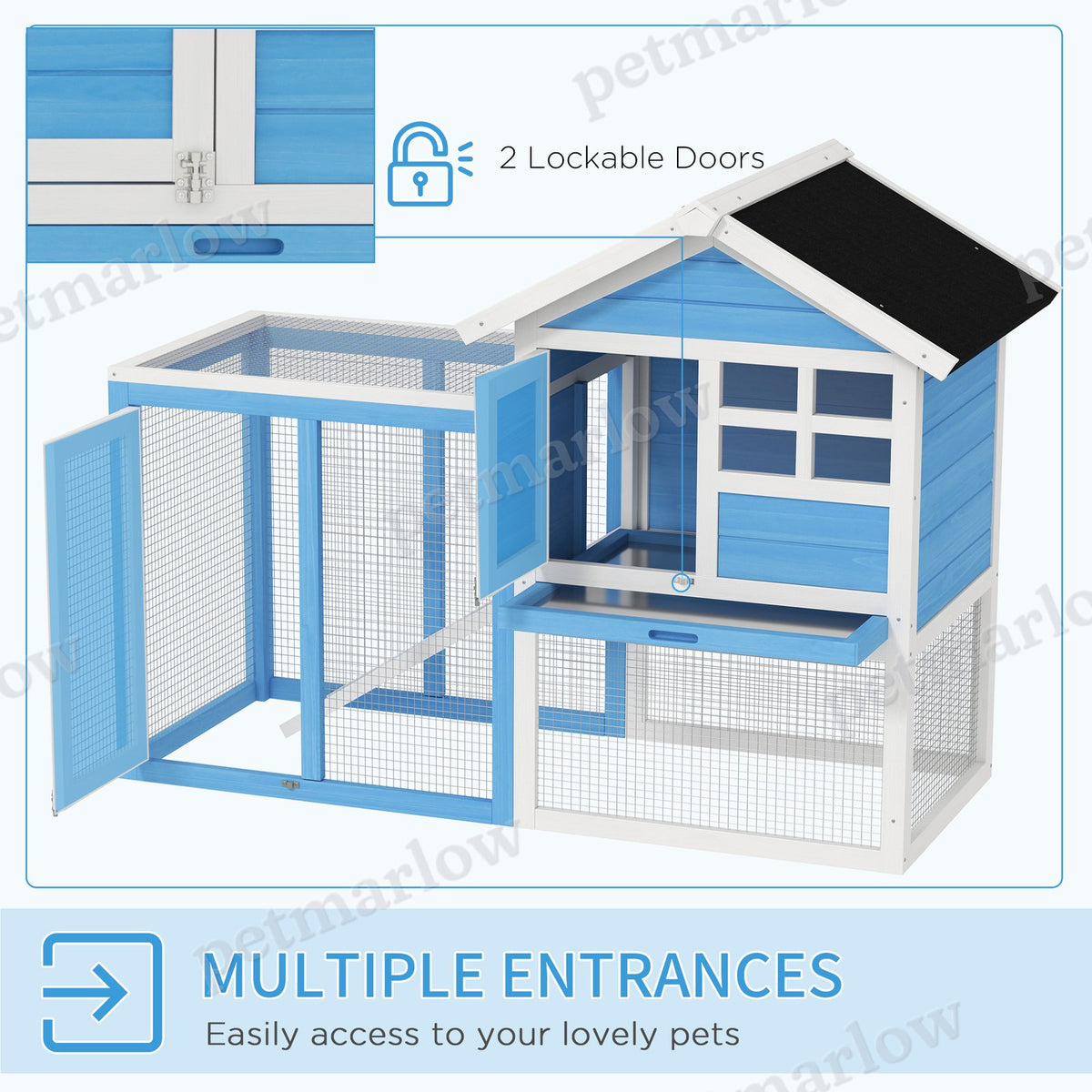 Wooden Rabbit Hutch with Outdoor Run and Removable Tray – view 3
