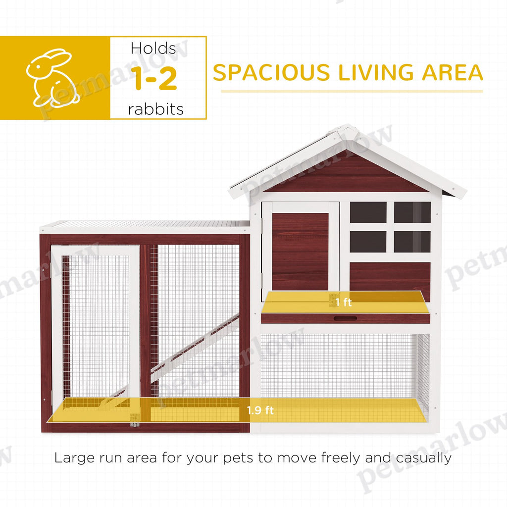 Wooden Rabbit Hutch with Outdoor Run and Removable Tray – view 3