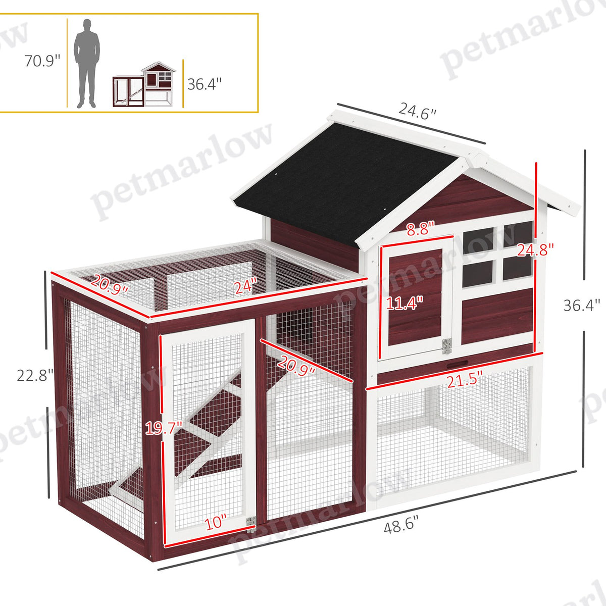 Wooden Rabbit Hutch with Outdoor Run and Removable Tray – view 5