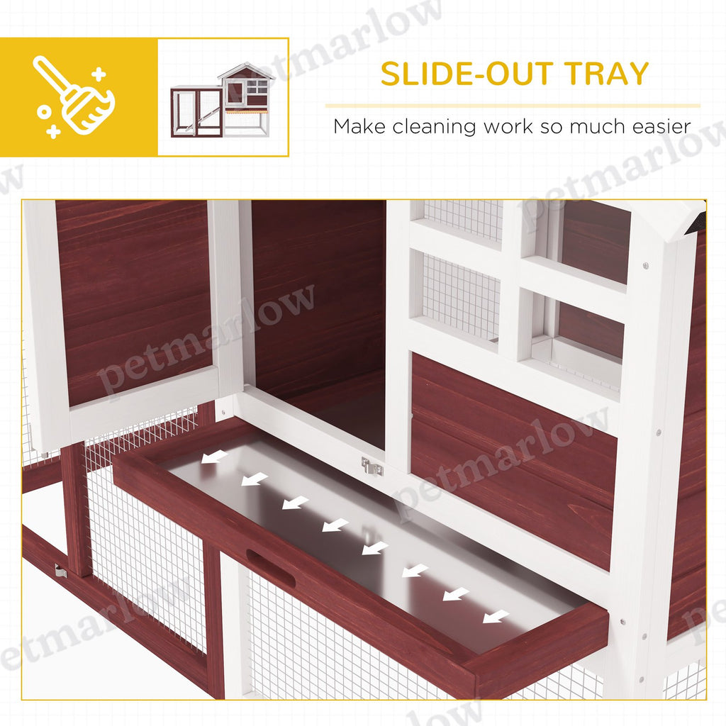 Wooden Rabbit Hutch with Outdoor Run and Removable Tray – view 6