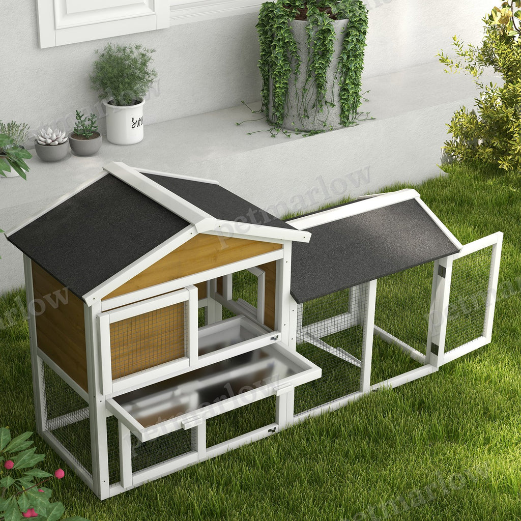 Wooden Rabbit Hutch with Run and Removable Tray – view 5