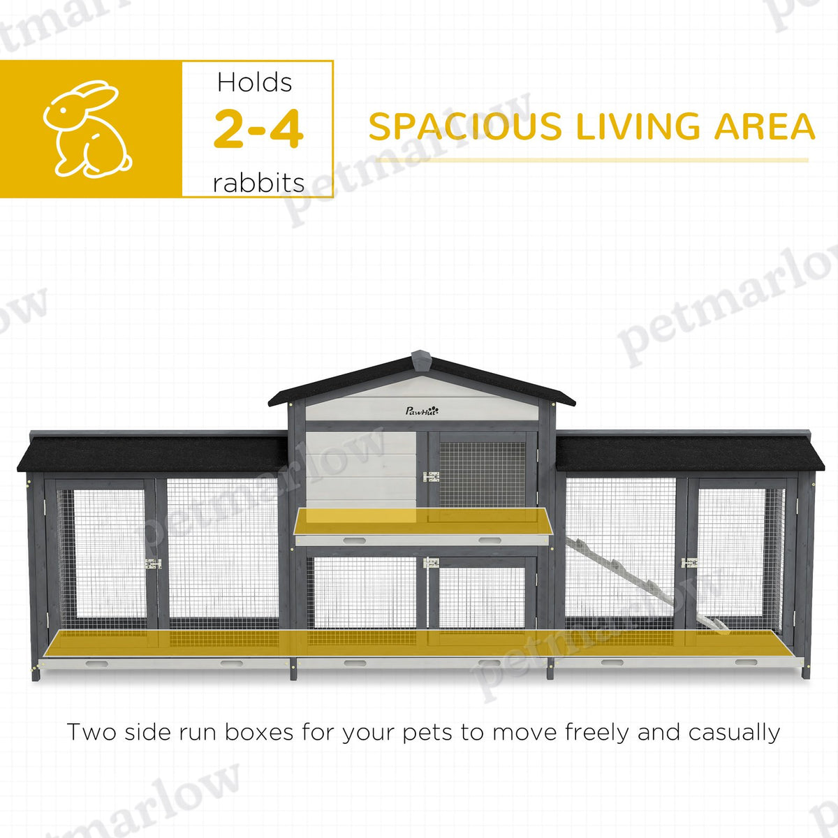 Wooden Rabbit Hutch with Run for Small Animals – view 3