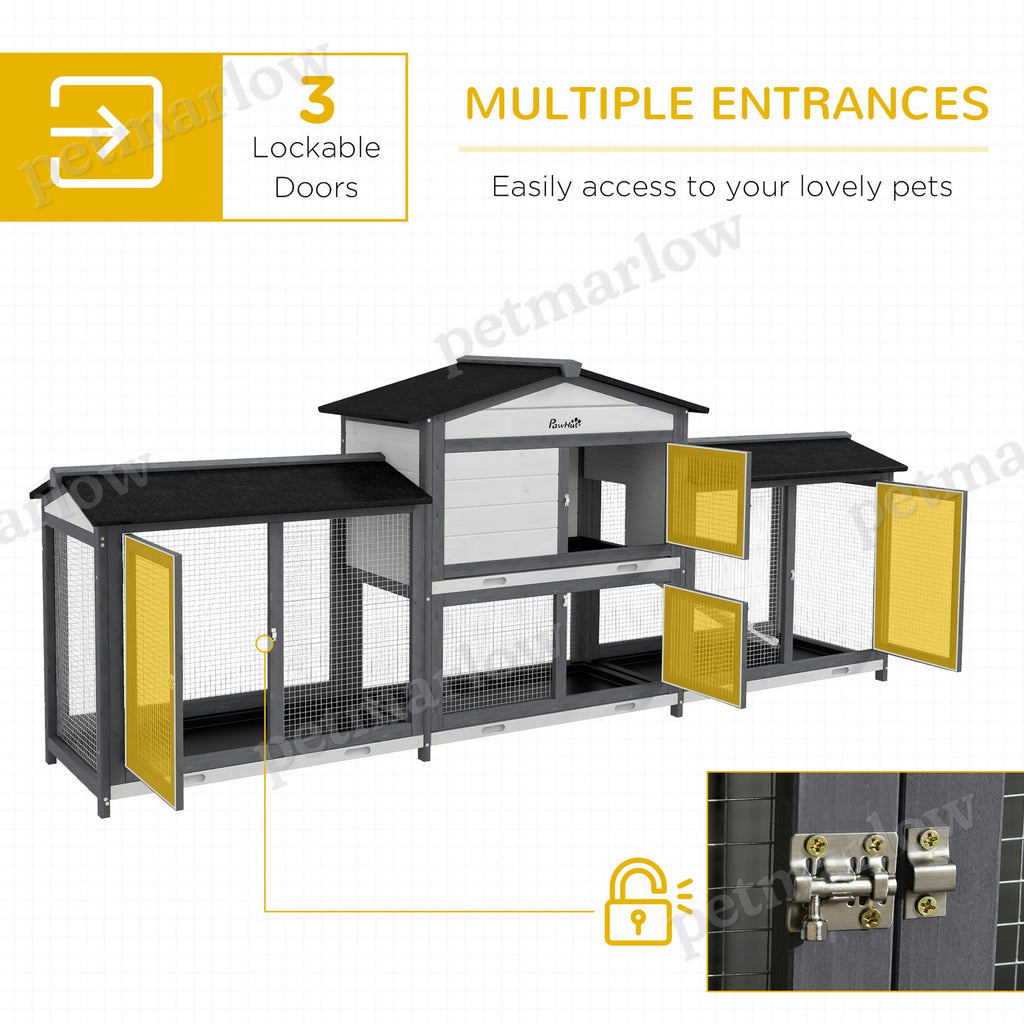 Wooden Rabbit Hutch with Run for Small Animals – view 4