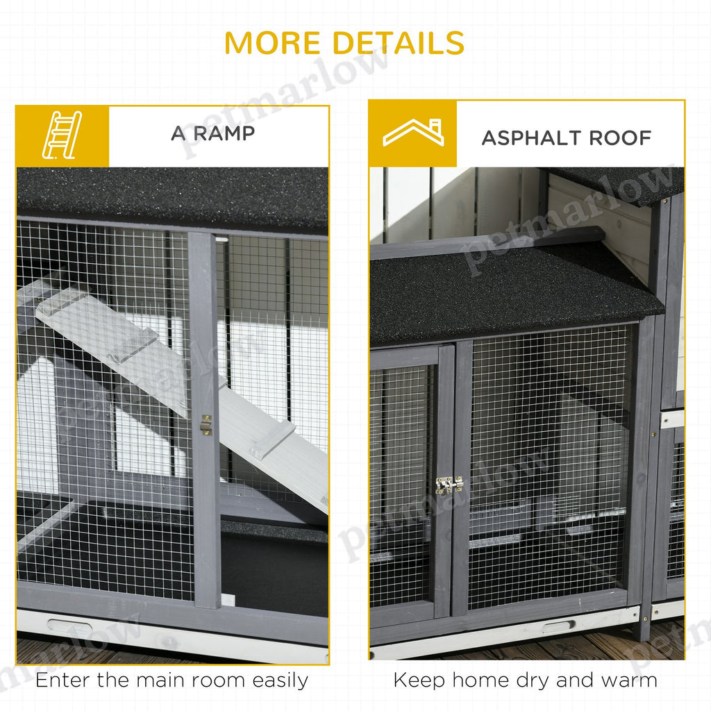 Wooden Rabbit Hutch with Run for Small Animals – view 5