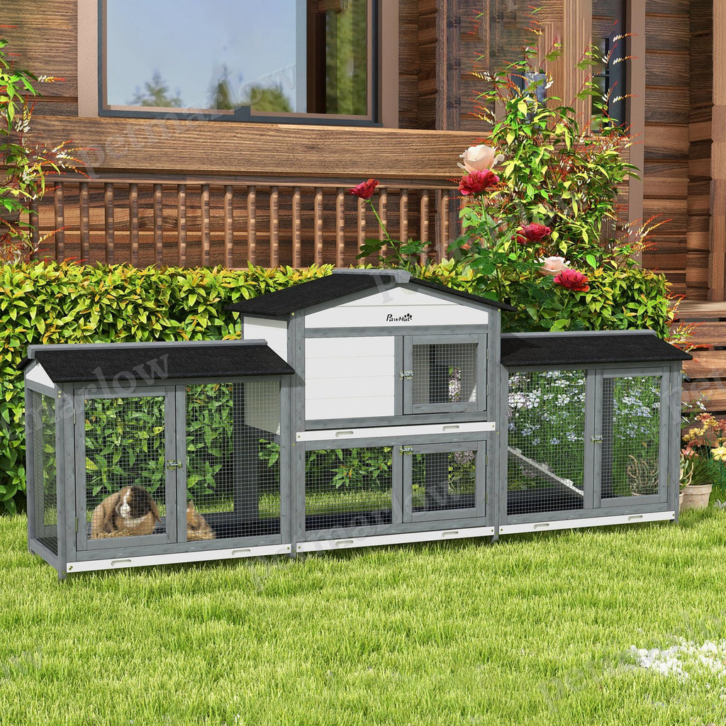 Wooden Rabbit Hutch with Run for Small Animals – view 6