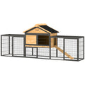 Wooden Rabbit Hutch with Steel Run and Removable Tray – Natural Wood / 960x770x220 mm