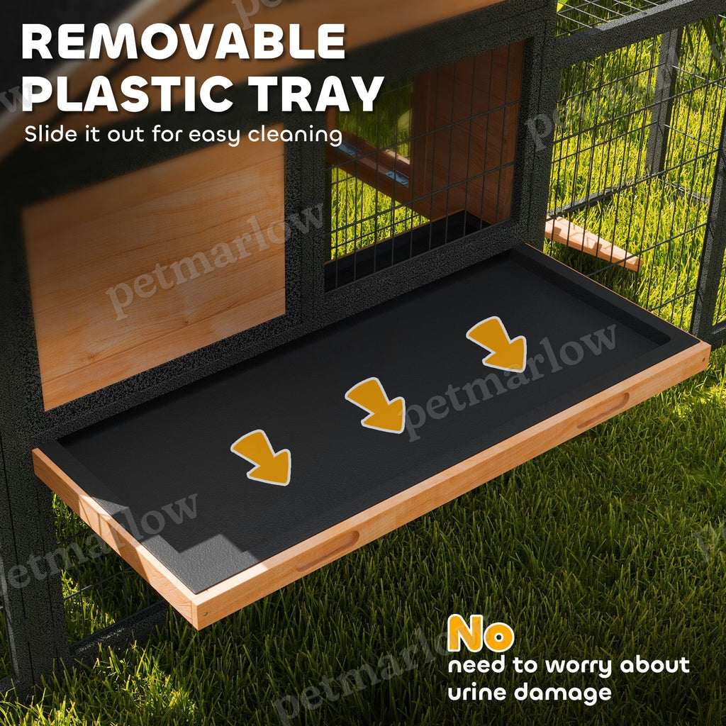 Wooden Rabbit Hutch with Steel Run and Removable Tray – view 3