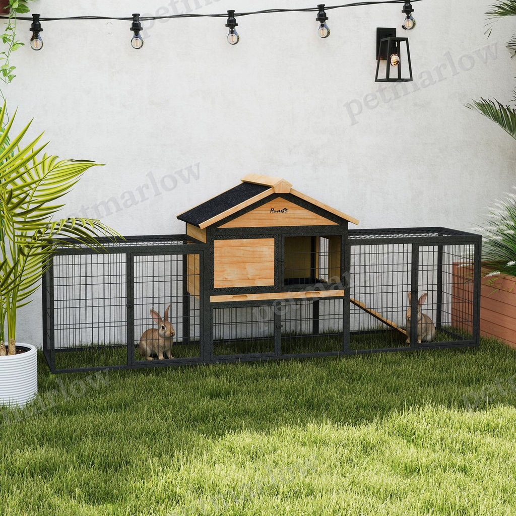 Wooden Rabbit Hutch with Steel Run and Removable Tray – view 4