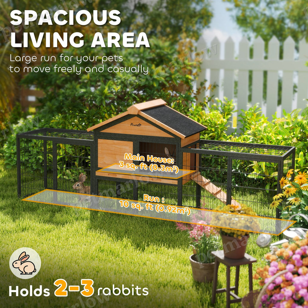 Wooden Rabbit Hutch with Steel Run and Removable Tray – view 5