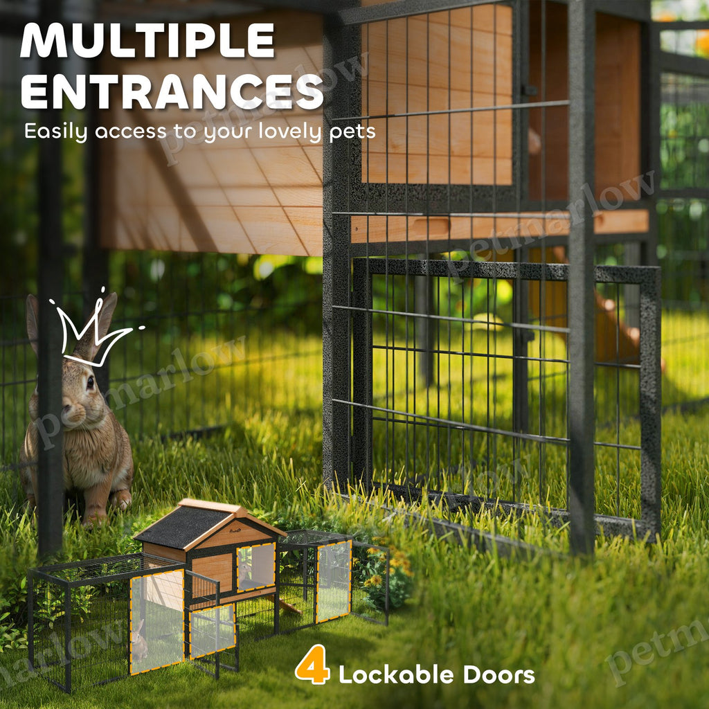 Wooden Rabbit Hutch with Steel Run and Removable Tray – view 6