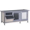 Wooden Rabbit Hutch with Waterproof Roof and Feeding Trough – Grey / 1195x150x545 mm