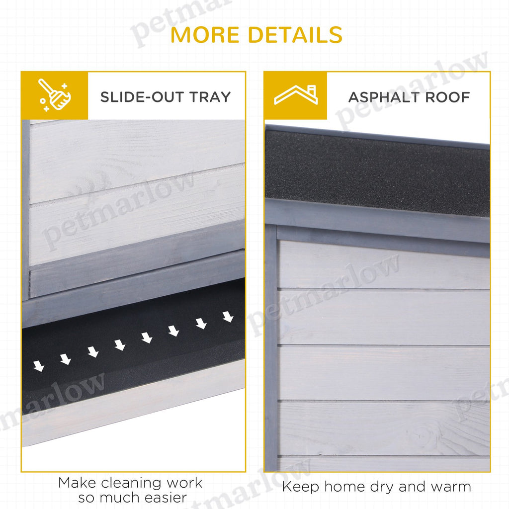 Wooden Rabbit Hutch with Waterproof Roof and Feeding Trough – view 4
