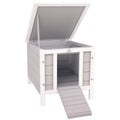 Wooden Rabbit Hutch with Waterproof Roof for Small Animals – Grey / 575x475x165 mm