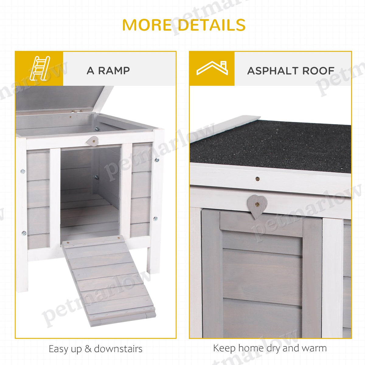 Wooden Rabbit Hutch with Waterproof Roof for Small Animals – view 4