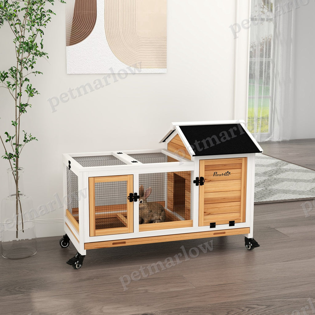 Wooden Rabbit Hutch with Wheels for Small Animals – view 6