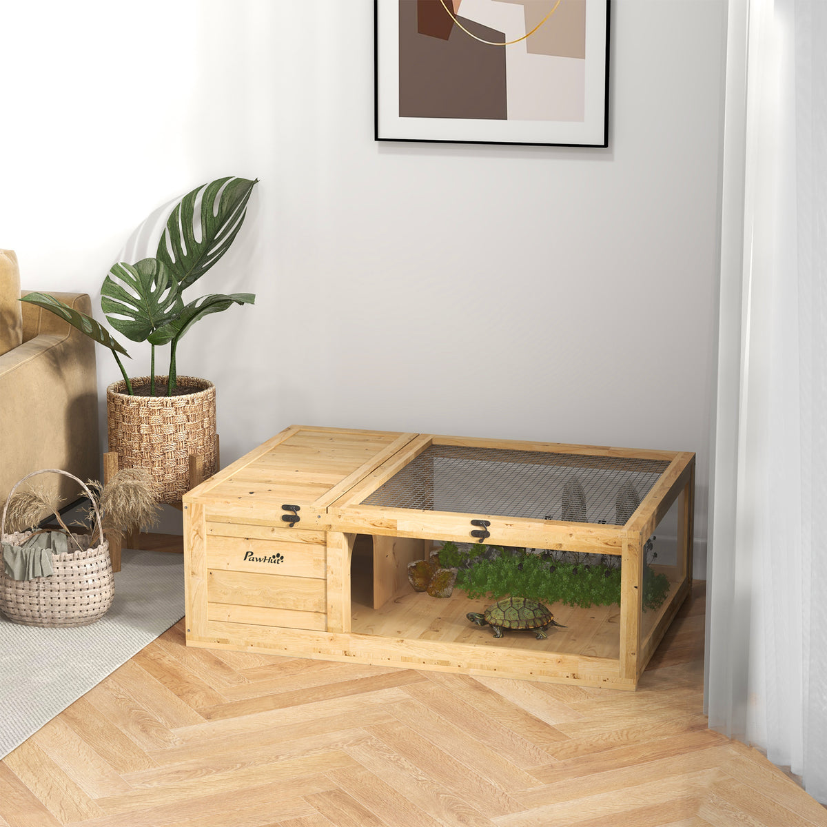 Wooden Reptile Cage with Top Access for Small Animals