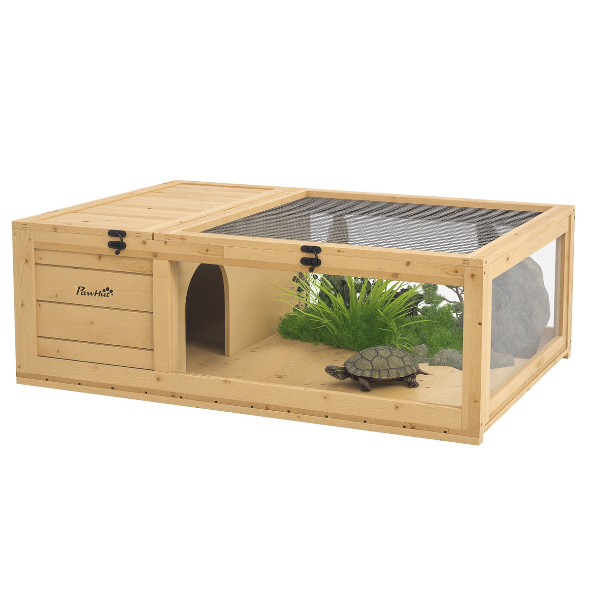 Wooden Reptile Cage with Top Access for Small Animals – Yellow / 990x655x85 mm