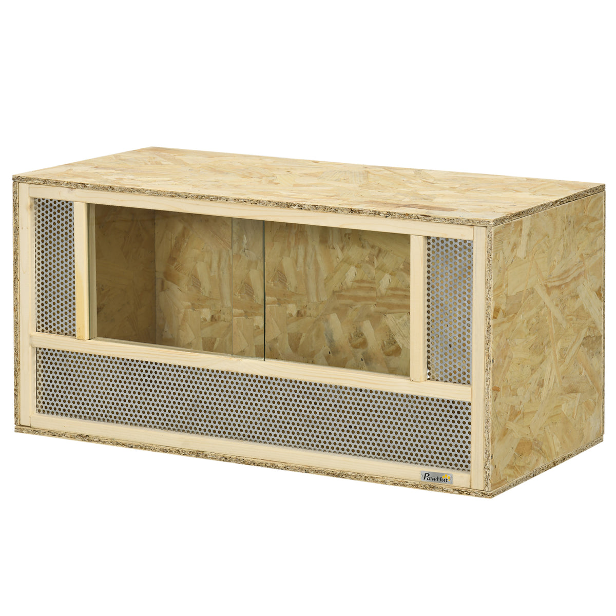 Wooden Reptile Terrarium with Sliding Door for Small Animals – Natural Wood / 870x155x470 mm