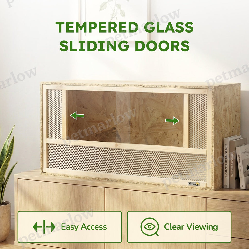 Wooden Reptile Terrarium with Sliding Door for Small Animals – view 4