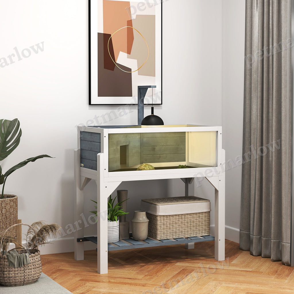 Wooden Tortoise Habitat with Storage Shelf and Clear Windows – view 3