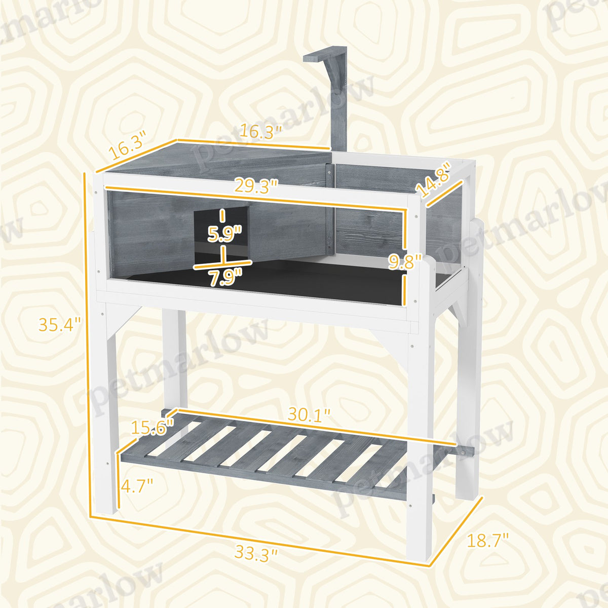 Wooden Tortoise Habitat with Storage Shelf and Clear Windows – view 4