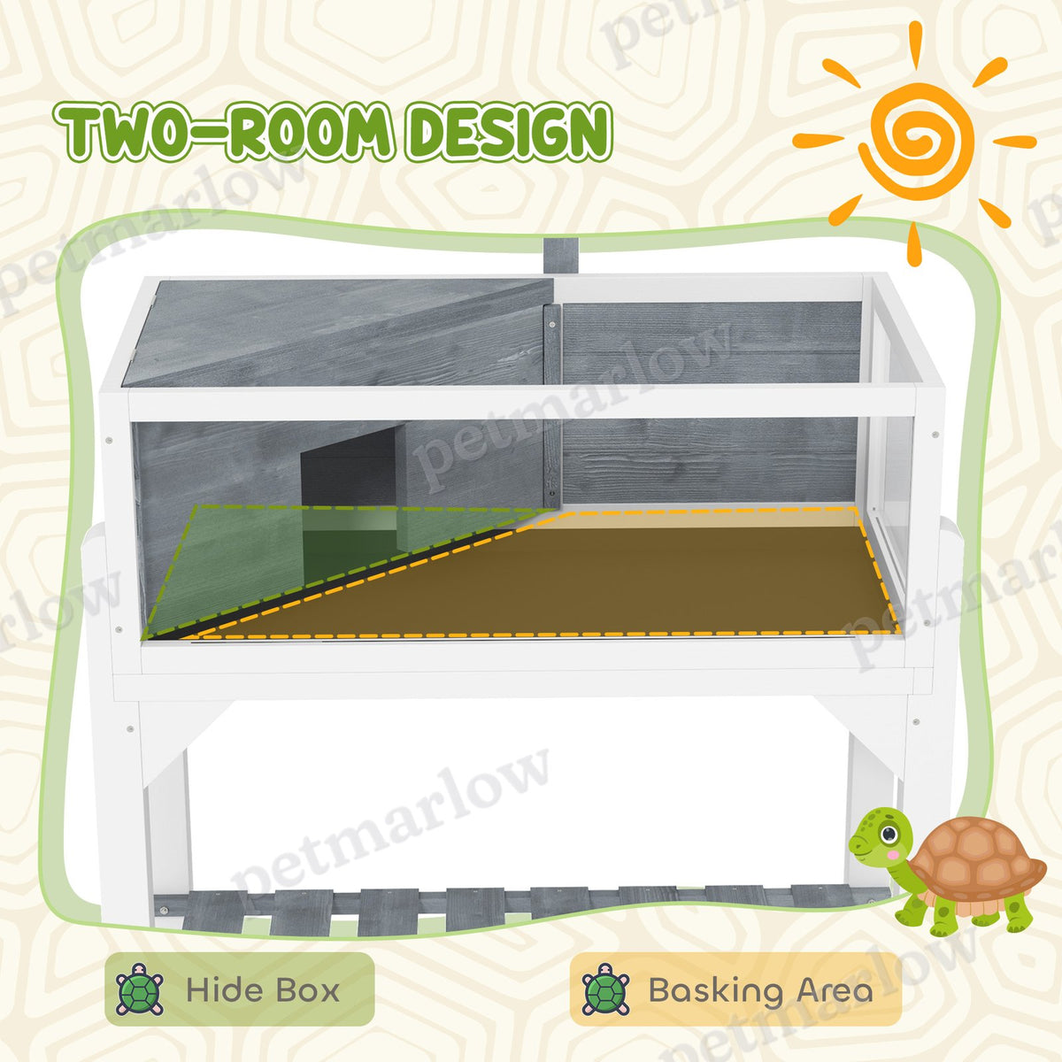 Wooden Tortoise Habitat with Storage Shelf and Clear Windows – view 5