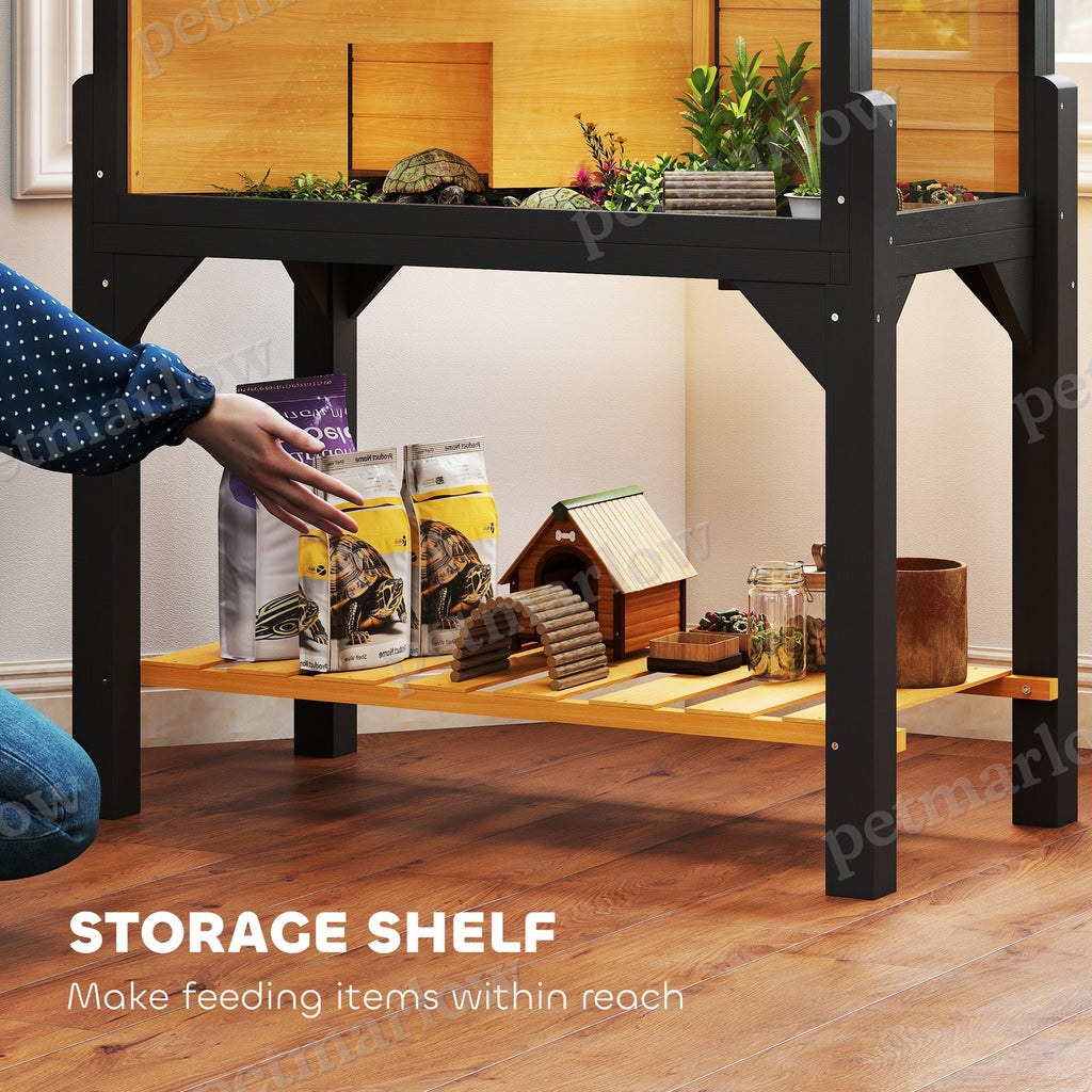 Wooden Tortoise Habitat with Storage Shelf and Clear Windows – view 6