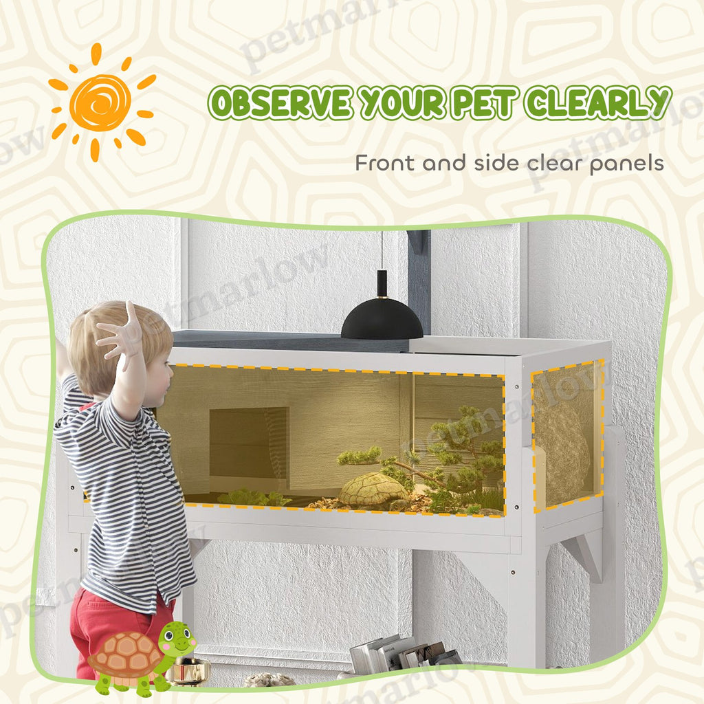 Wooden Tortoise Habitat with Storage Shelf and Clear Windows – view 6
