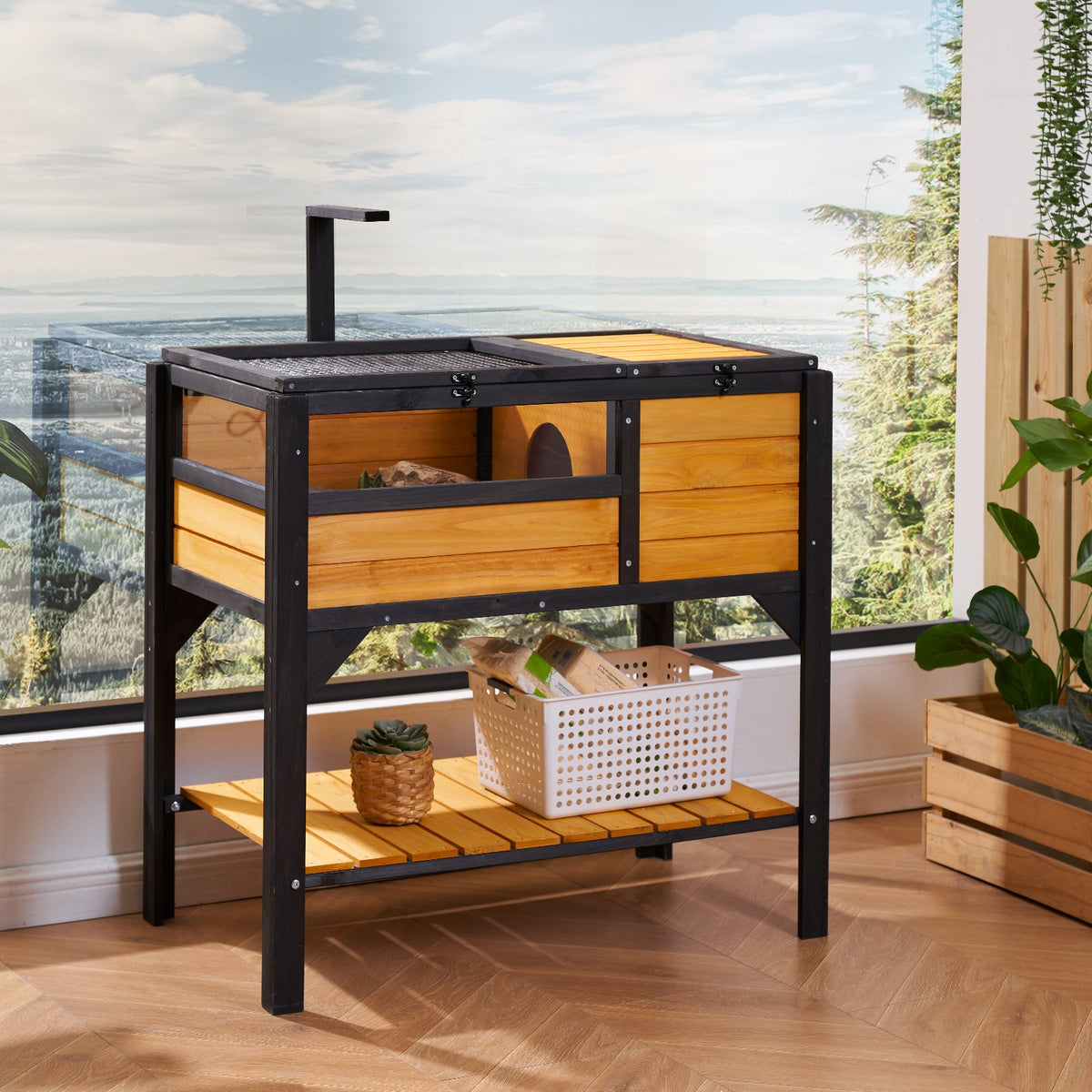 Wooden Tortoise House with Spacious Design – Yellow